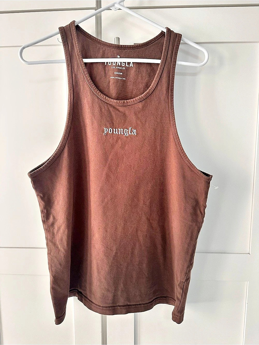 YoungLA  Cotton Tank Top in Brown Size Medium